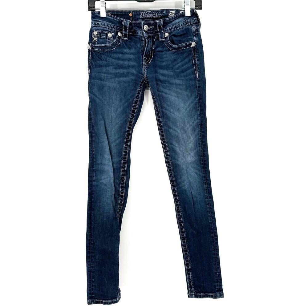Miss Me Size 25 x 31 Blue‎ Jeans Denim Pants Signature Skinny Style Embellished
